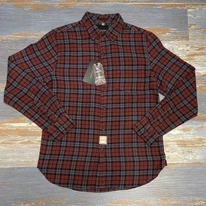 NWT DENIM & FLOWER FLANNEL SIZE MEDIUM IN RED, BLACK AND GREY